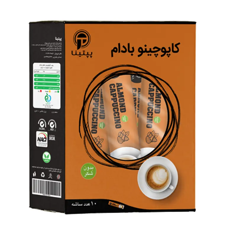 کاپوچینو با پودر شیر بادام ساشه ای پپتینا