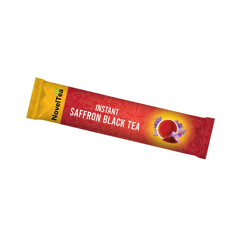 NovelTea - Saffron Tea - Sachet 1g Mockup فروش سازمانی چای سیاه فوری زعفرانی ناولتی